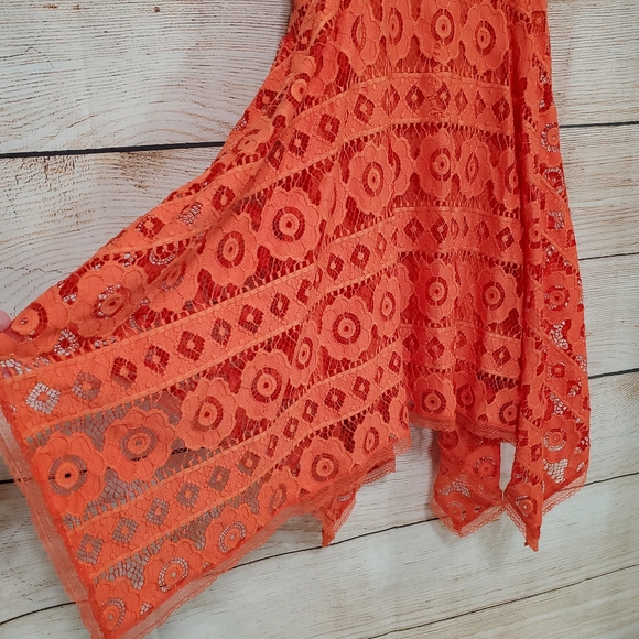 NWT Free People Just Like Honey Coral Orange Lace Dress 0 - Picture 9 of 16
